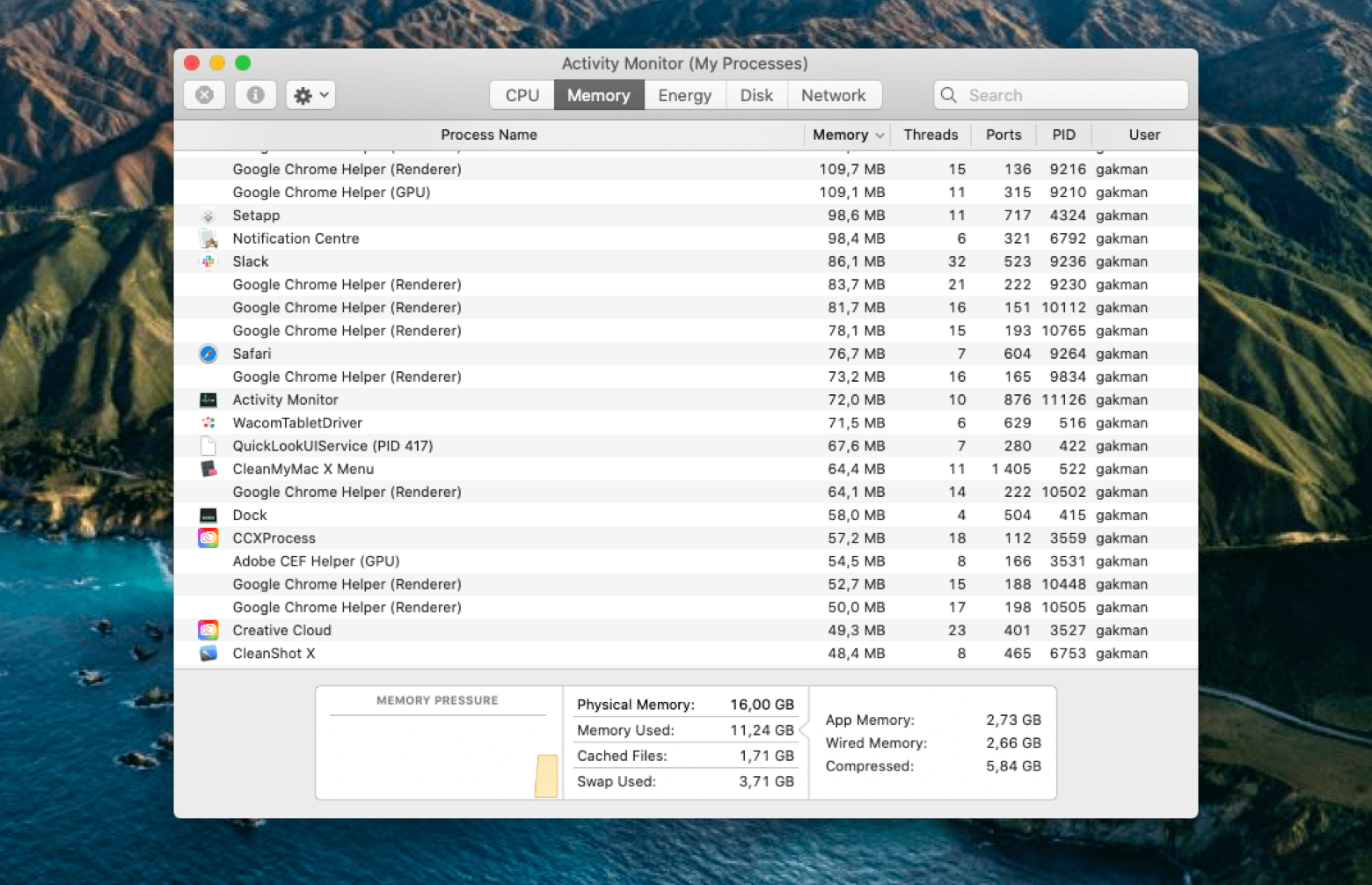 MacbookのRAM使用量