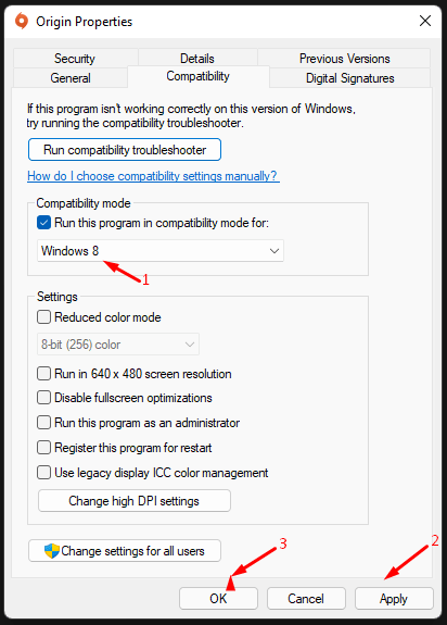 Sélectionnez Windows 8 et cliquez sur « Appliquer », puis cliquez sur « OK » pour enregistrer les modifications