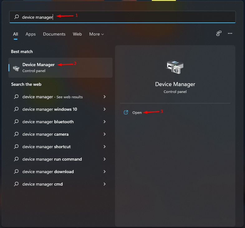 Geräte-Manager suchen und öffnen