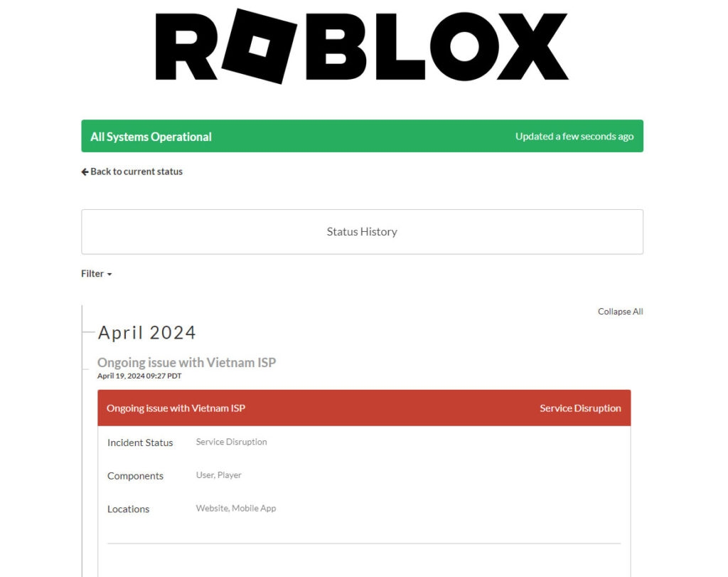 Robloxサーバーの状態を確認する