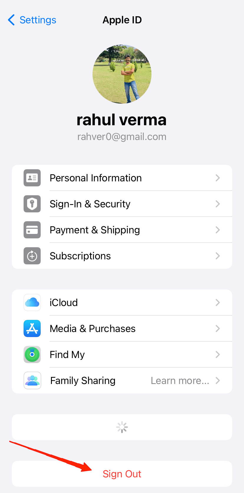 Appuyez sur Se déconnecter. Cela vous déconnectera de votre identifiant Apple.