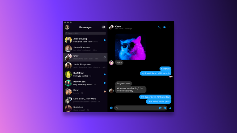 Facebook Messenger Lancia App Desktop