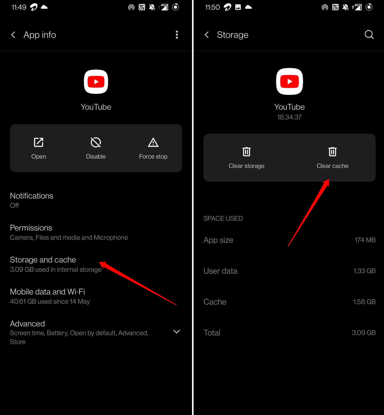 borrar caché de YouTube en Android
