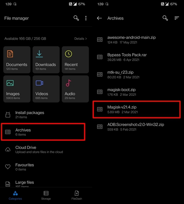 Extraer Zip en dispositivos OnePlus