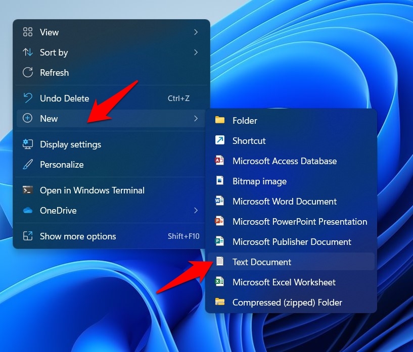 crea nuovo documento di testo windows 11