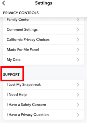 Contatta il supporto Snapchat - Codice di supporto Snapchat C14A