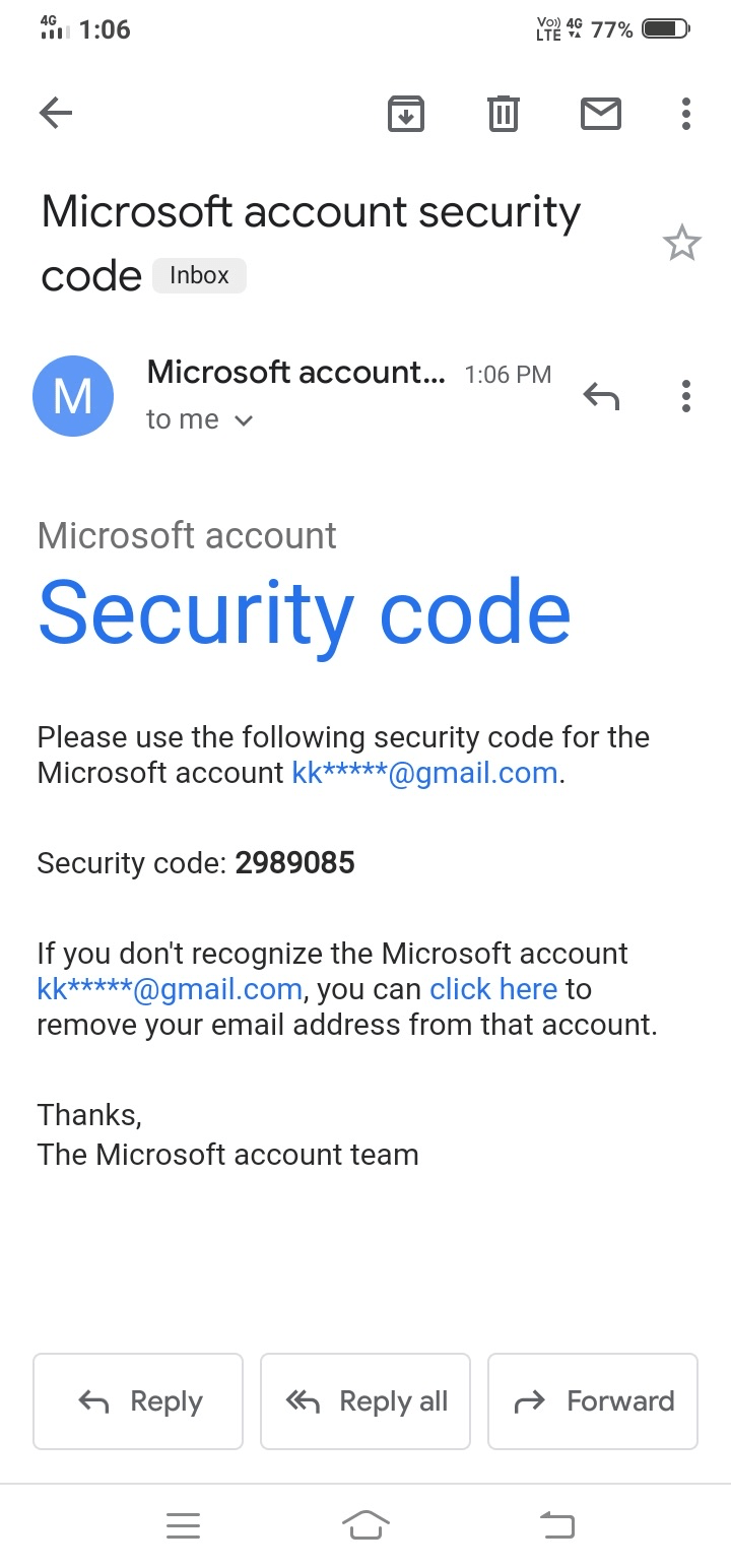 Il codice viene inviato all'indirizzo email di recupero