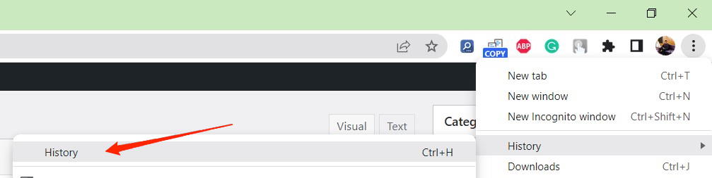apri impostazioni cronologia in chrome