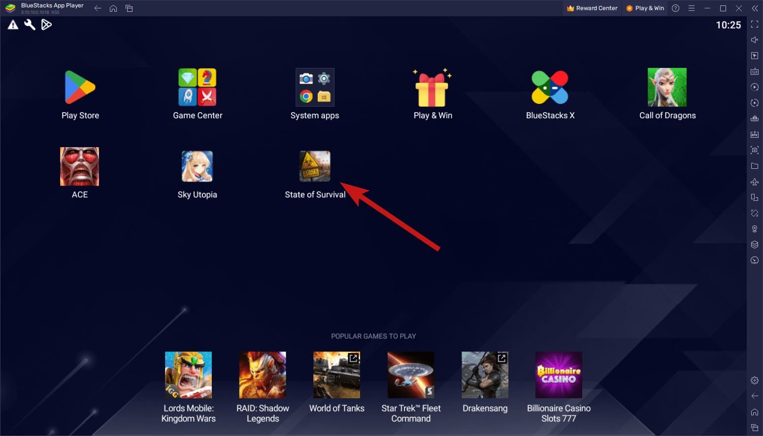 Klicken Sie, um ein Spiel auf BlueStacks zu starten