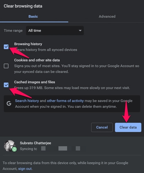Chromeキャッシュデータをクリア