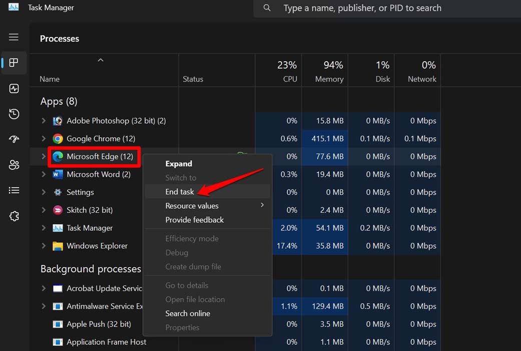 cerrar el navegador microsoft edge
