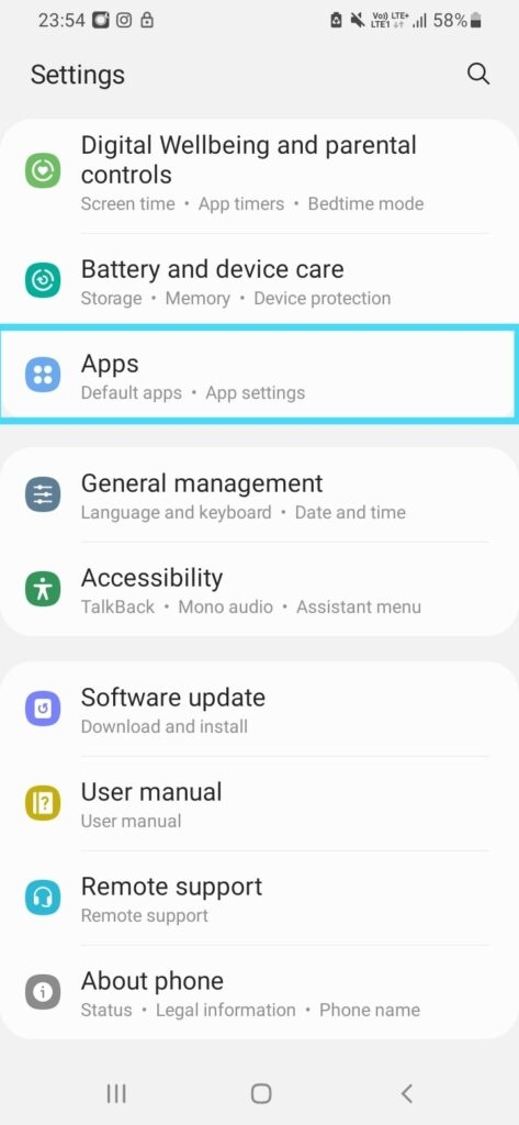 Impostazioni Android - Errore 