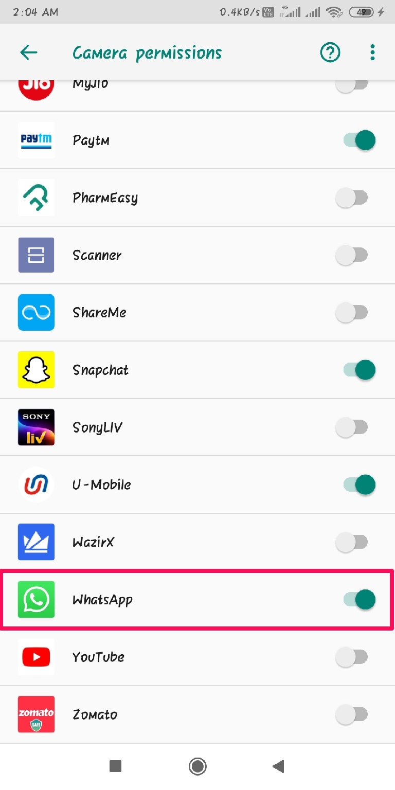 Autorisation Whatsapp