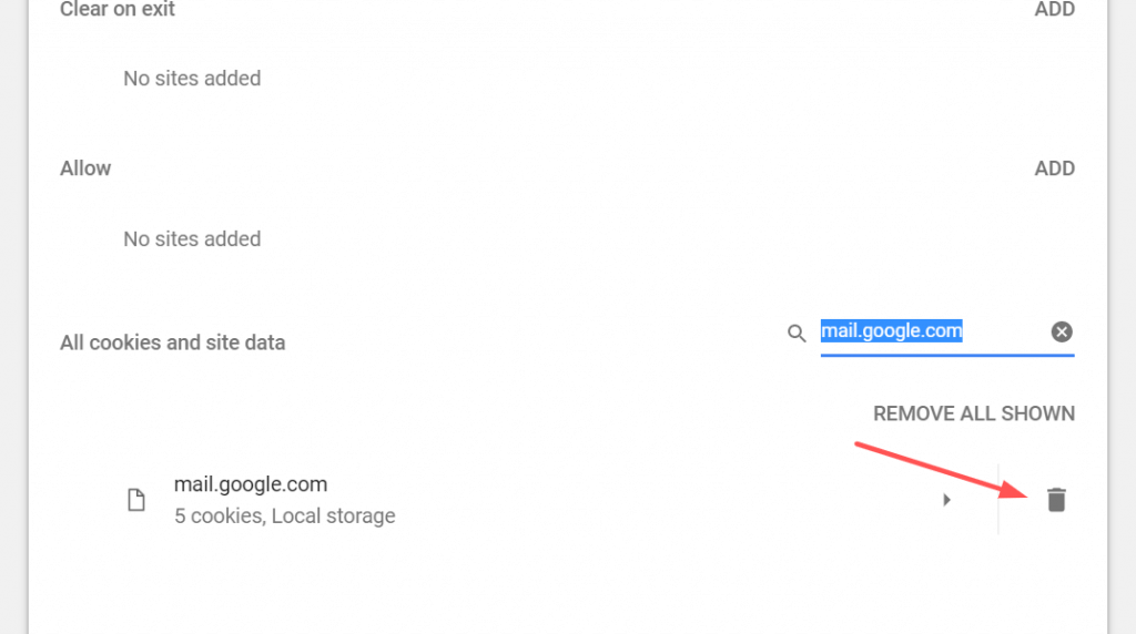 Löschen des mail.google.com-Cookies