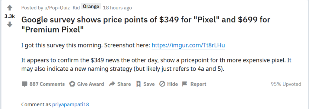 Las filtraciones de la encuesta de Google revelan los precios del Pixel 4a y Pixel 5; el Pixel 5 es más barato de lo que pensábamos 1