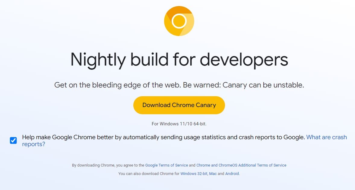 Baixar Google Canary para Windows