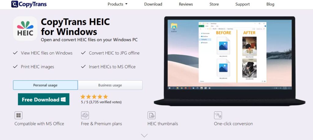 CopyTrans HEIC para Windows - Abrir arquivos HEIC no Windows 11