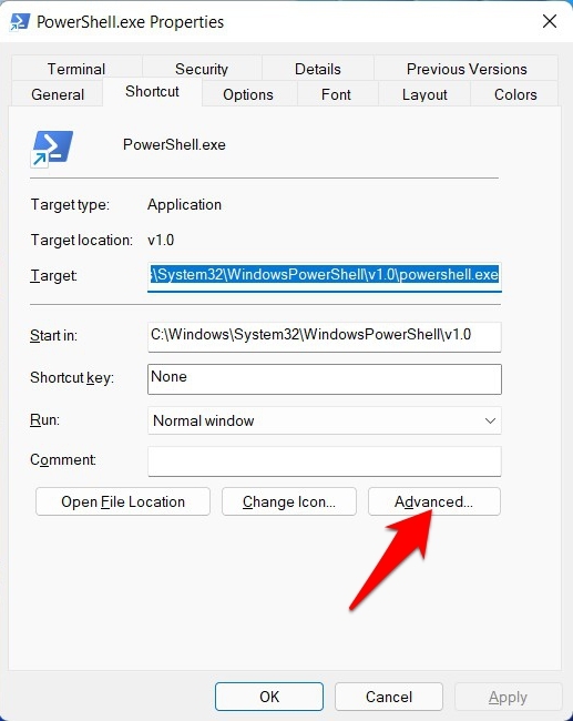 opzioni avanzate powershell