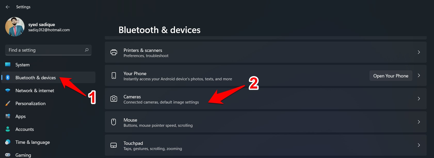 Acceso a la cámara Bluetooth