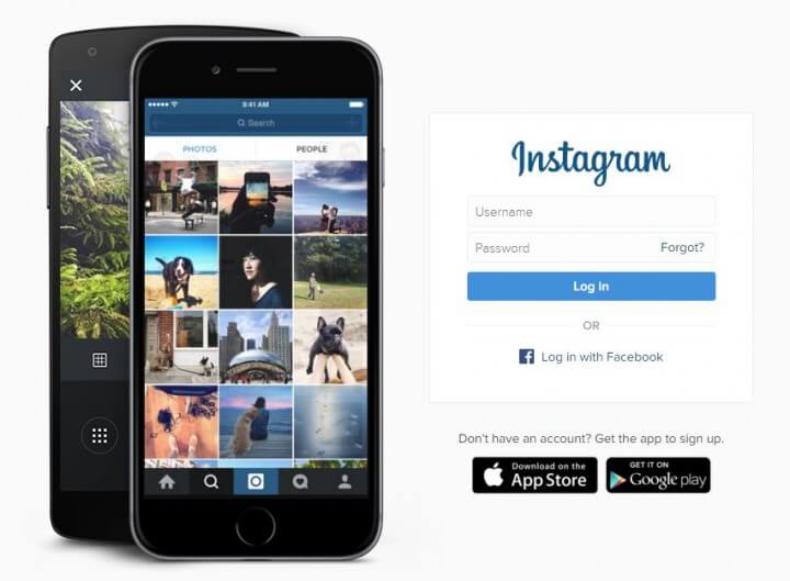 Instagram-Anmeldeseite