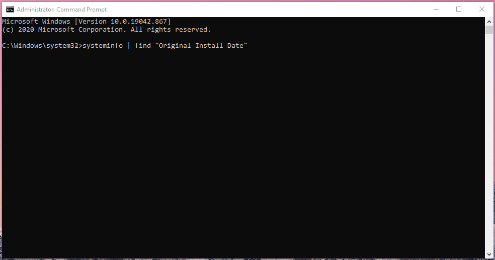 systeminfo | find “Original Install Date”