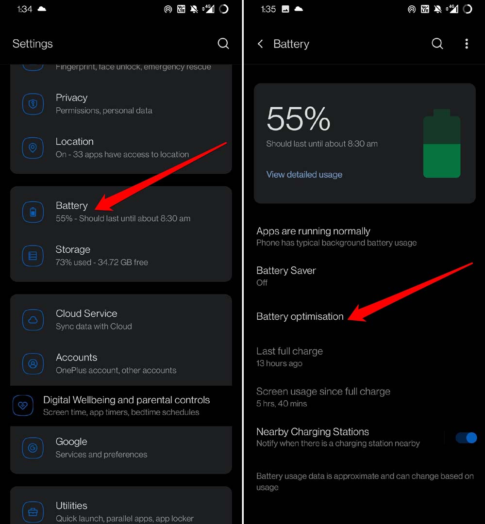 acessar configurações de otimização de bateria android