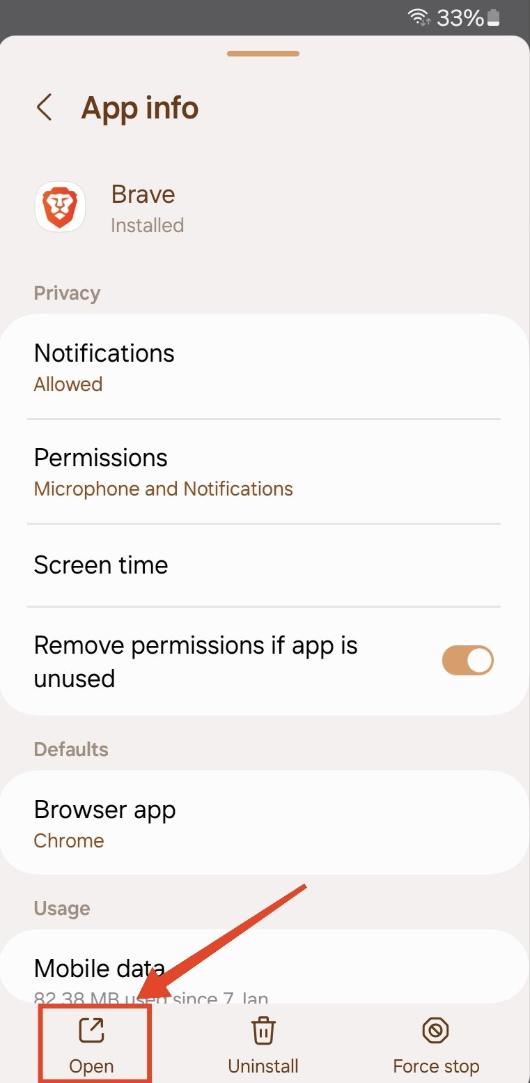 App aus den Einstellungen öffnen