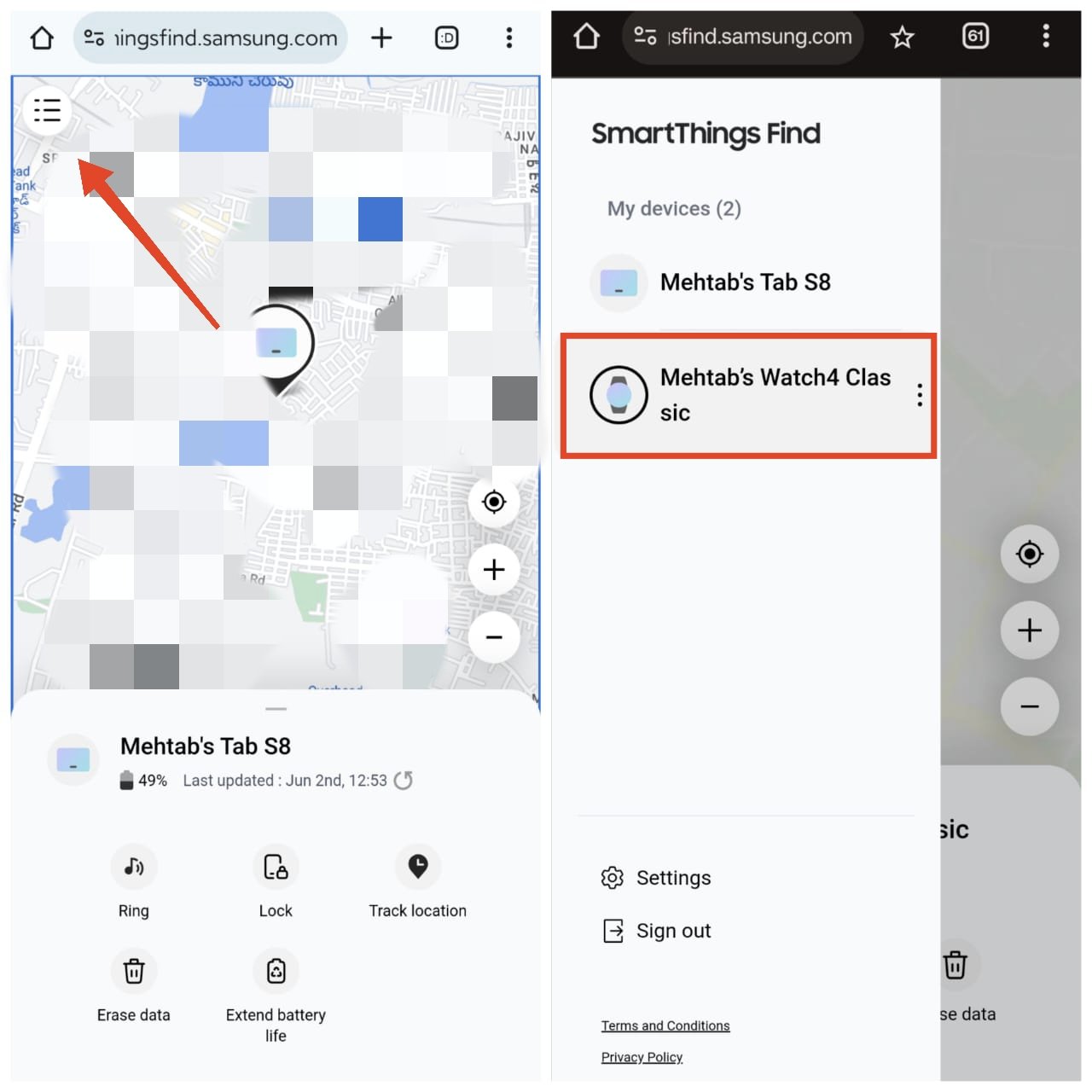 откройте меню SmartThings ваших Galaxy Watch