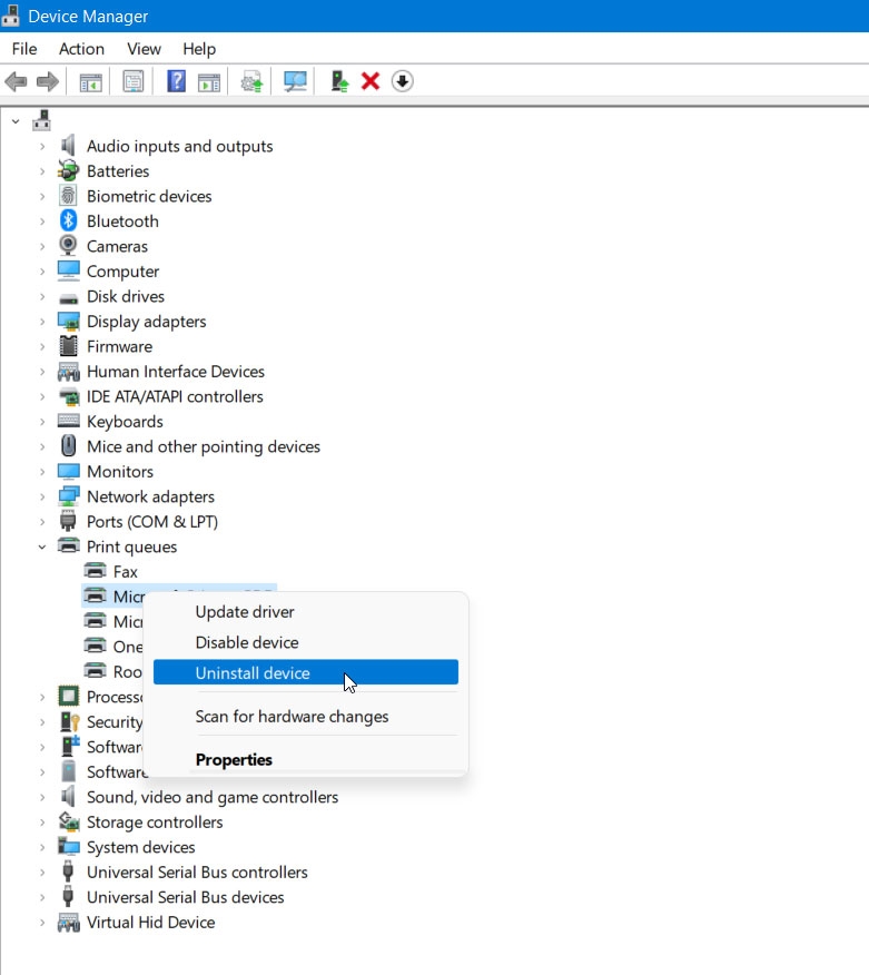 Disinstalla e reinstalla il dispositivo - Il dispositivo è in uso da un'altra applicazione