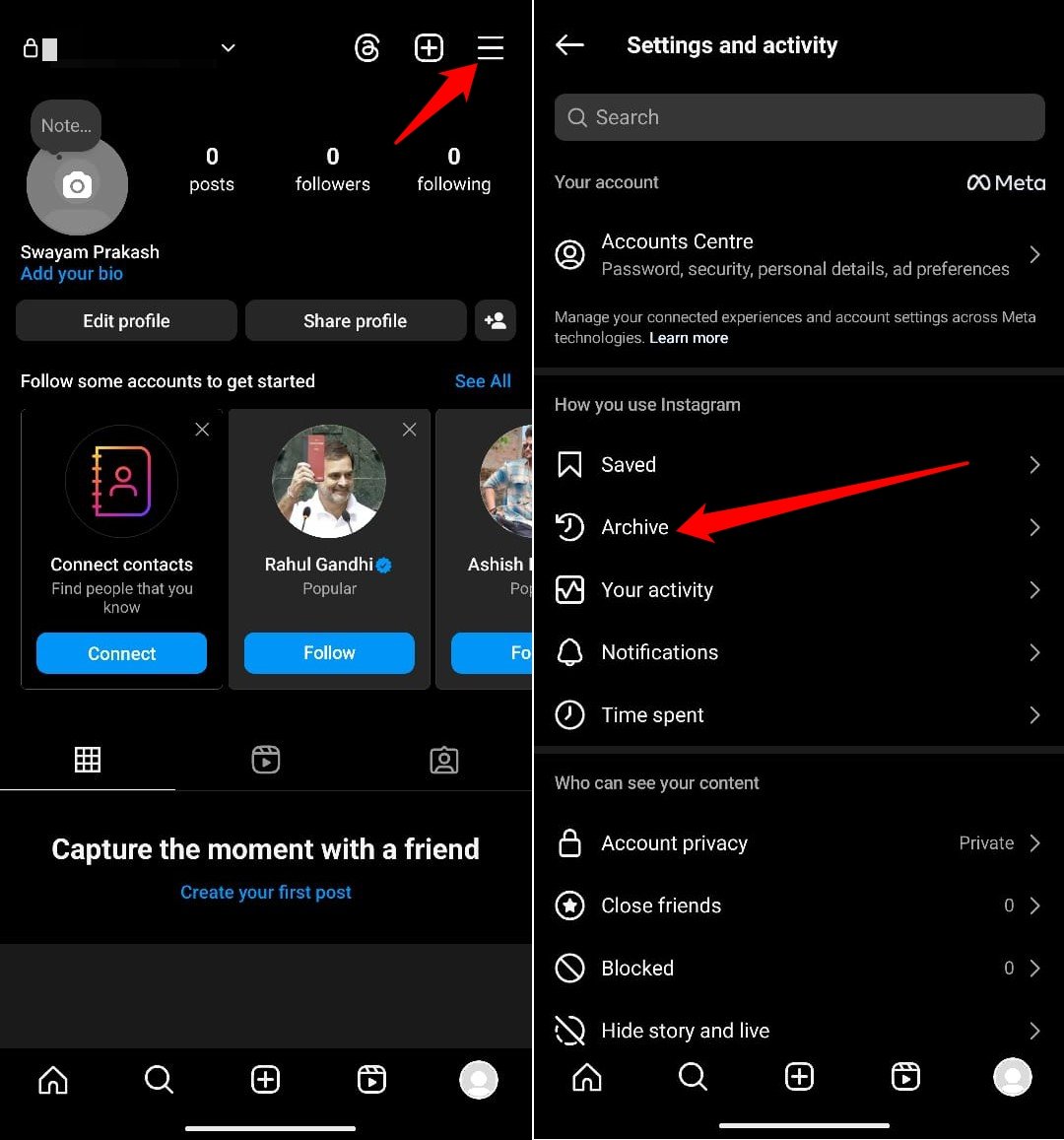 come accedere agli archivi di Instagram