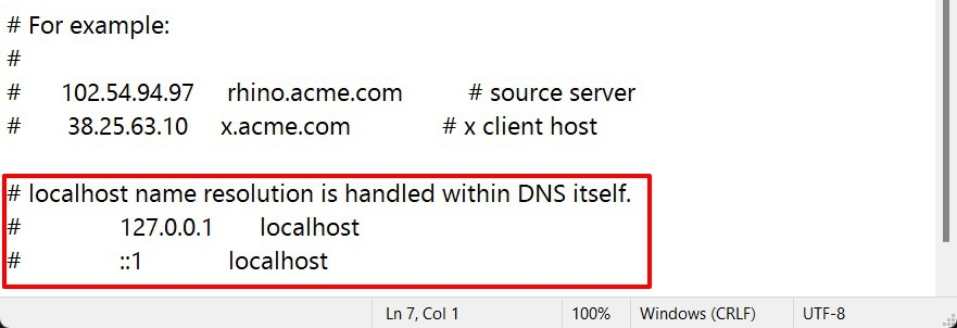 indirizzo localhost nel file hosts in windows 11