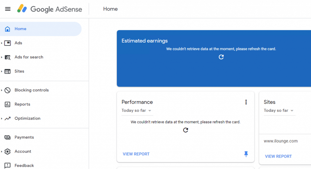 Google AdSenseがダウン