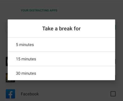 impostazione tempo modalità focus android