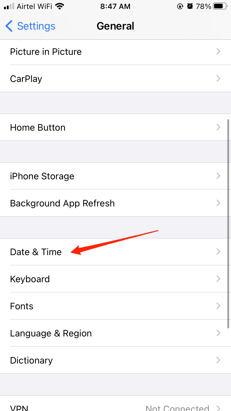 impostazioni data e ora iphone