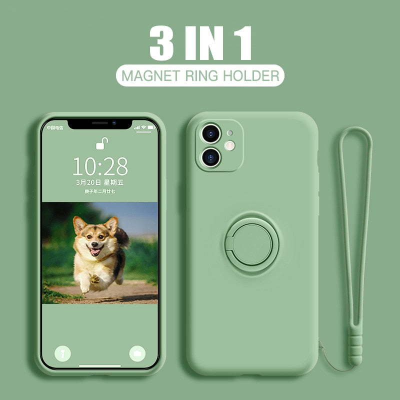 Custodia con Anello Colorato Morbido per iPhone 13