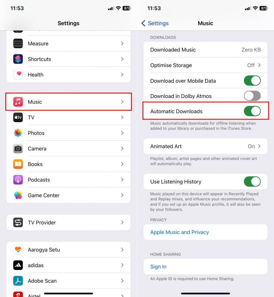 iPhoneの購入の自動ダウンロード