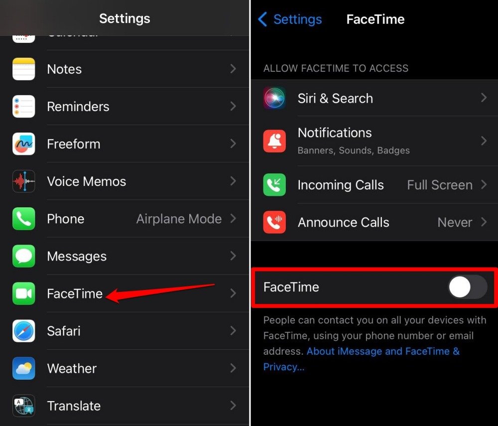 desactivar Facetime en iPhone