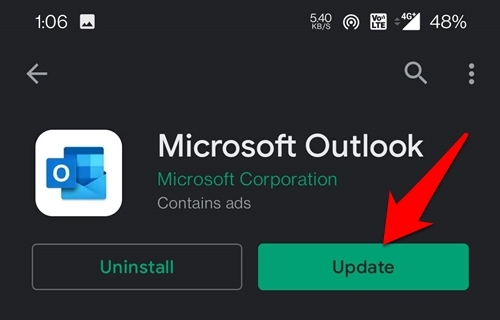 AndroidでMicrosoft Outlookアプリを更新