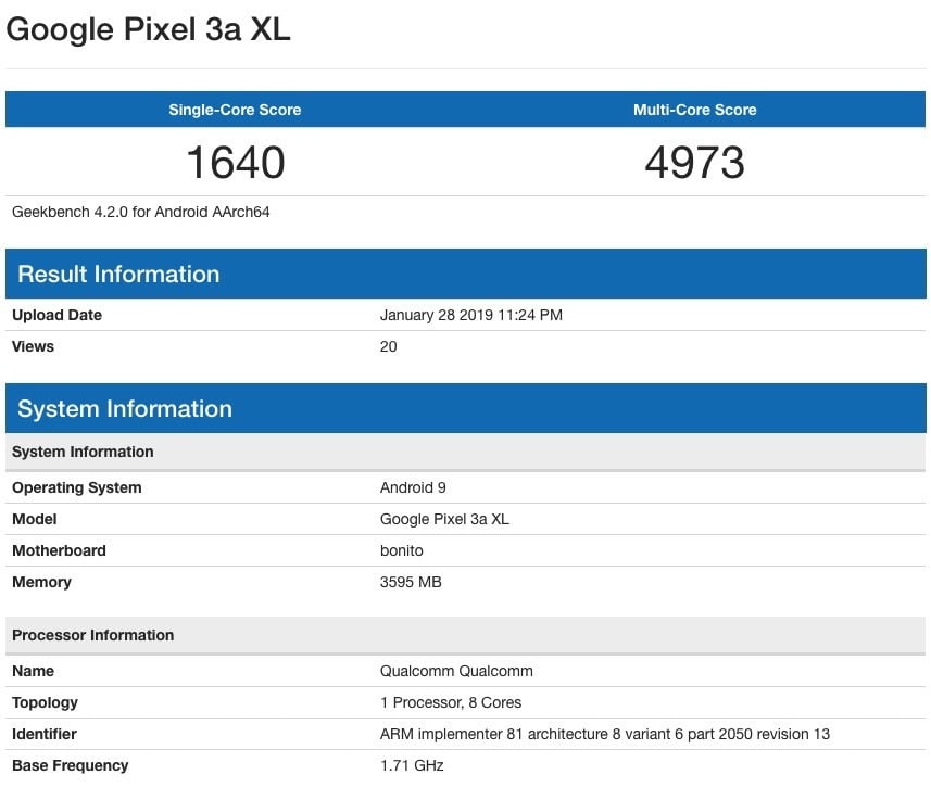 pixel 3 xl lite benchmarks