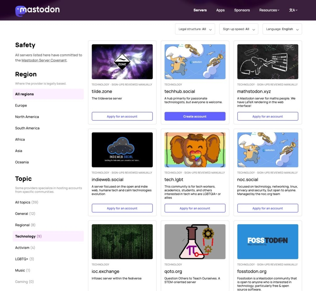 Servidores do Mastodon