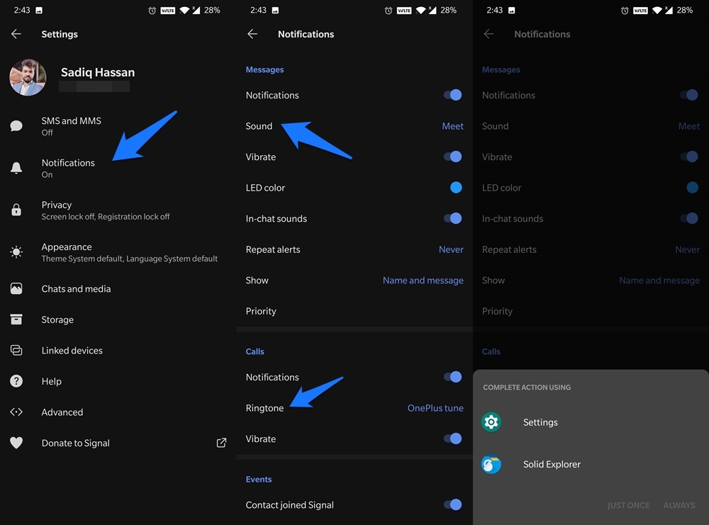 Mudar Tom de Notificação do Signal Global