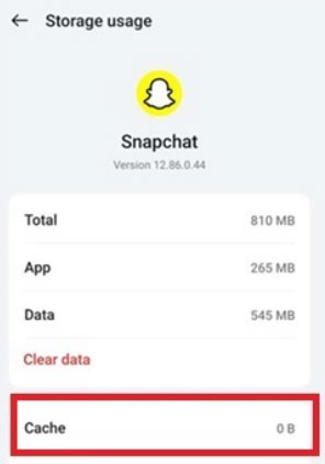 Cancella la cache dell'app Snapchat - Codice di supporto Snapchat C14A