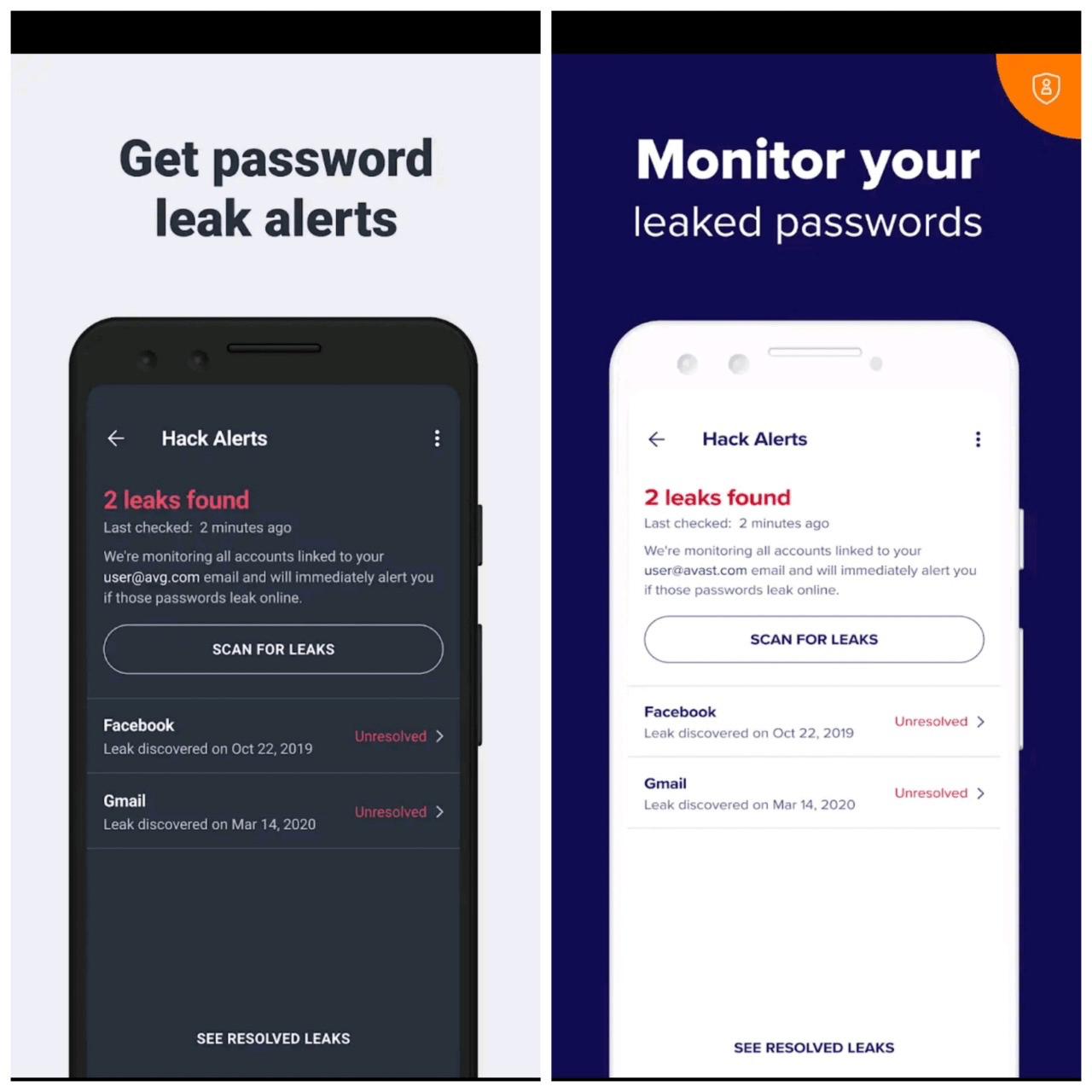 Защита от утечки паролей AVG и Avast