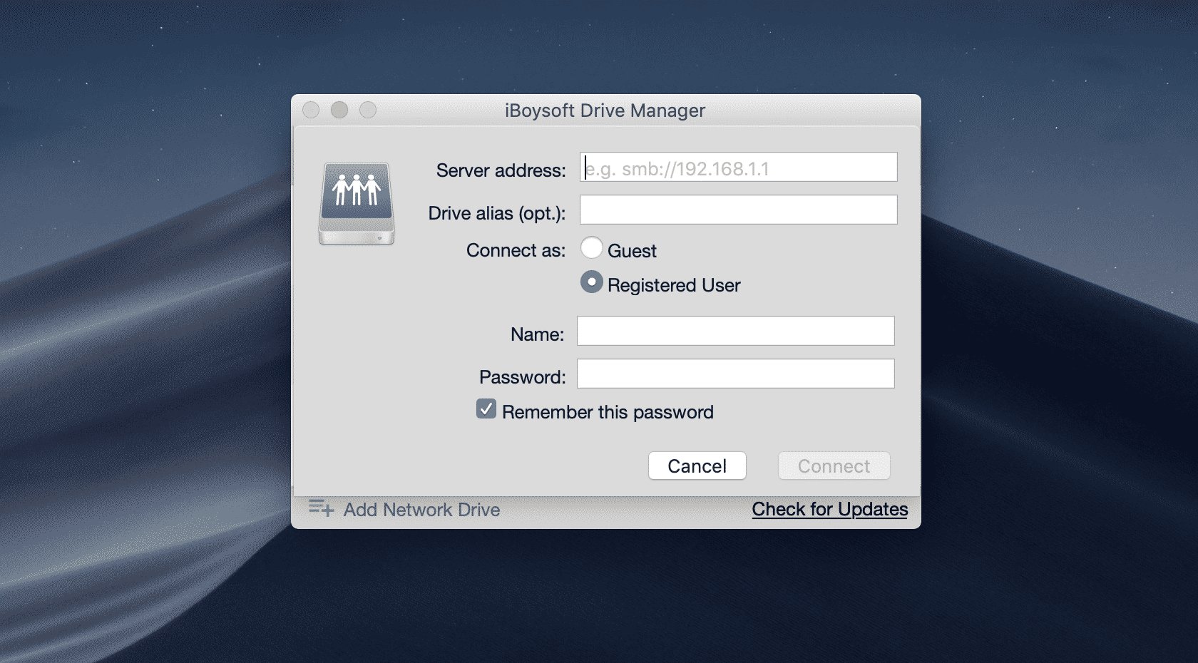 iBoysoft Drive Managerによるファイル共有マッピング