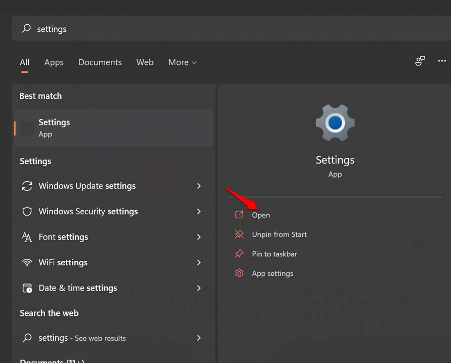 Einstellungen von Windows 11 öffnen