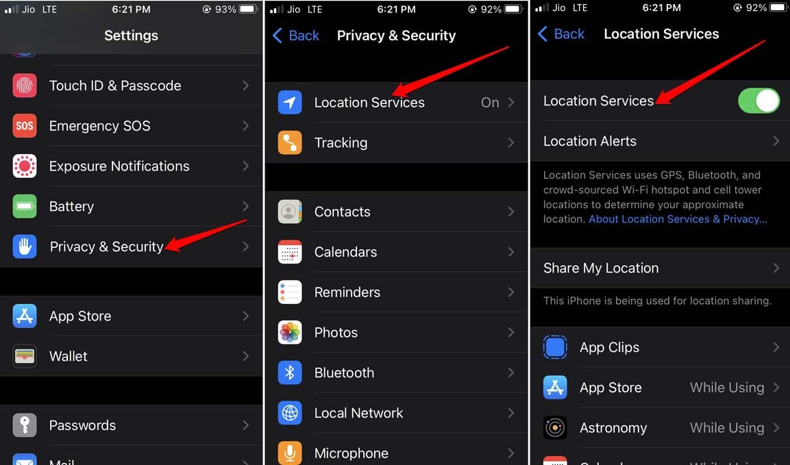 habilitar servicios de ubicación en iPhone iOS 16