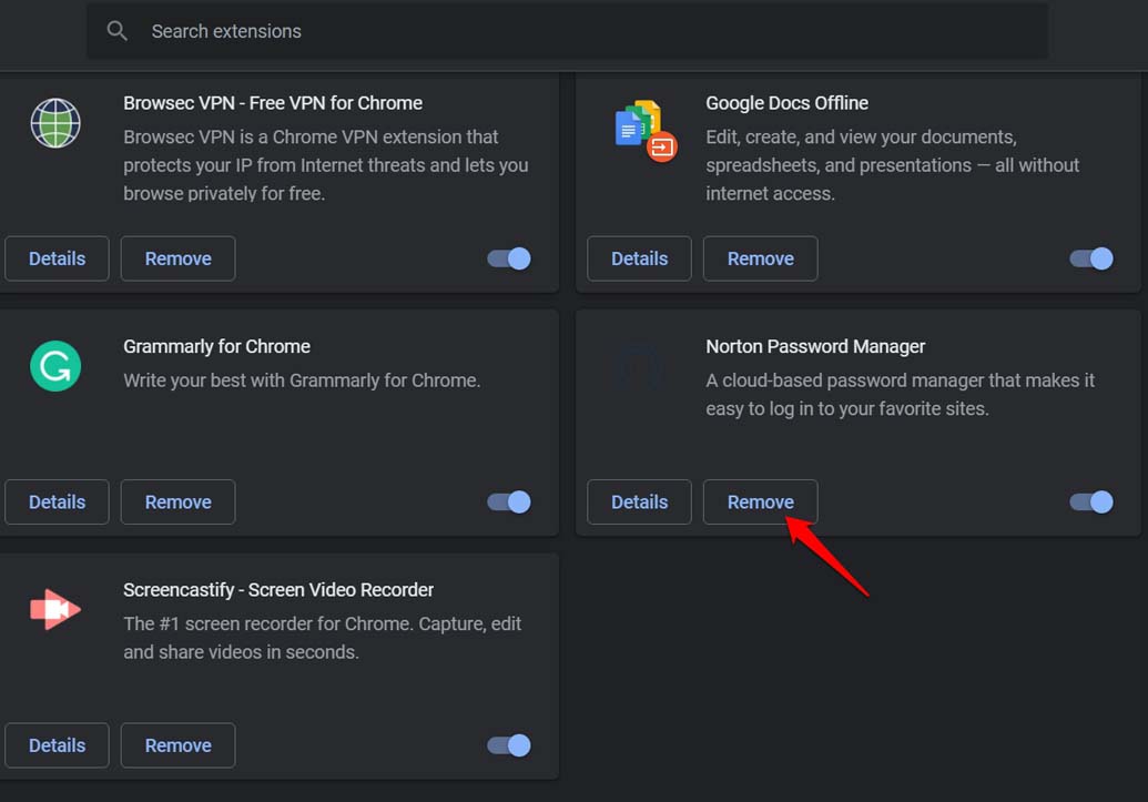 eliminar la extensión del administrador de contraseñas de Chrome