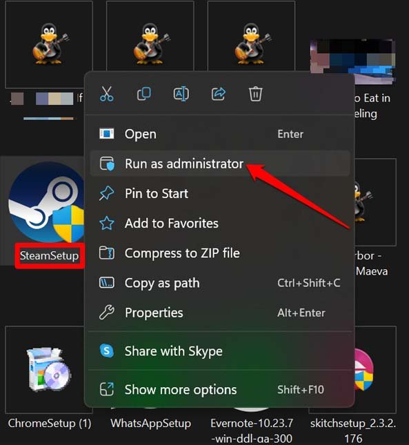 esegui il setup dell'app come amministratore