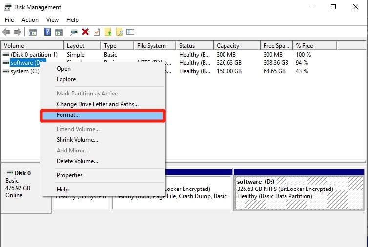 Formater la carte SD pour 3DS avec la Gestion des disques