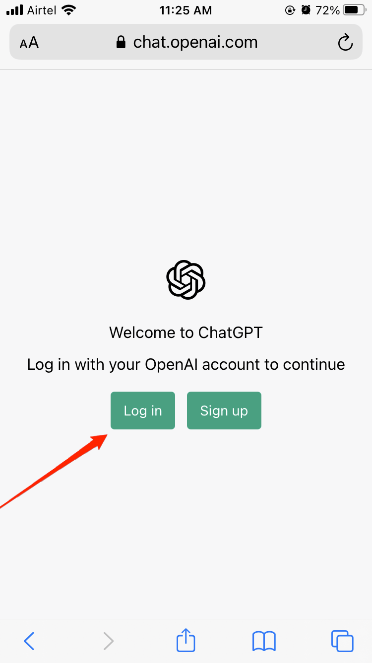 откройте браузер Safari на вашем iPhone и перейдите по httpschat.openai.comchat
